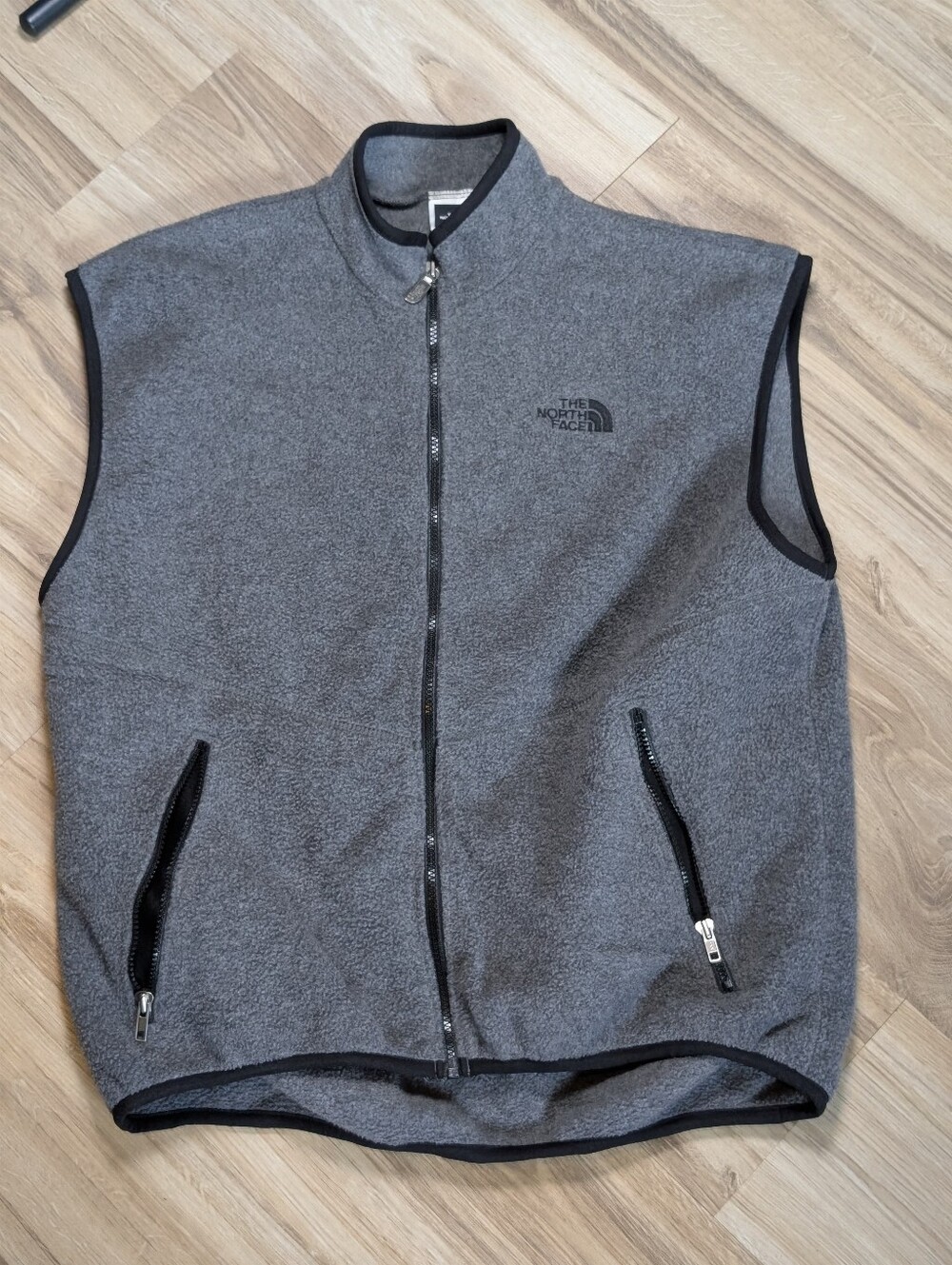 The North Face Mens Fleece Vest Made in USA Gray Full Zip Logo